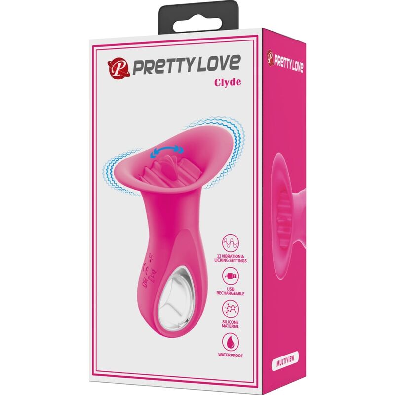 PRETTY LOVE - CLYDE VIBRATORE ORALE LINGUA VIBRANTE 12 VIBRAZIONI ROSA – Vibratori di coniglio – foto 10