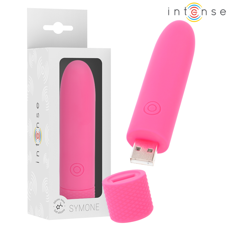 INTENSE - SYMONE USB RICARICABILE VIBRANTE BULLET 8 VIBRAZIONI ROSA 10 X 2,2 CM – Proiettili vibranti
