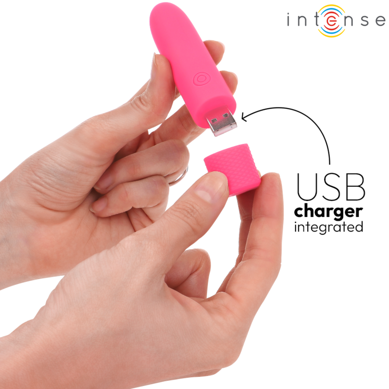 INTENSE - SYMONE USB RICARICABILE VIBRANTE BULLET 8 VIBRAZIONI ROSA 10 X 2,2 CM – Proiettili vibranti – foto 5
