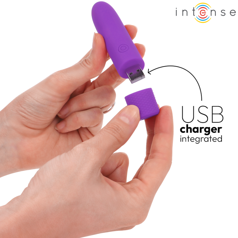 INTENSE - SYMONE BULLET VIBRANTE RICARICABILE USB 8 VIBRAZIONI VIOLA 10 X 2,2 CM – Proiettili vibranti – foto 5