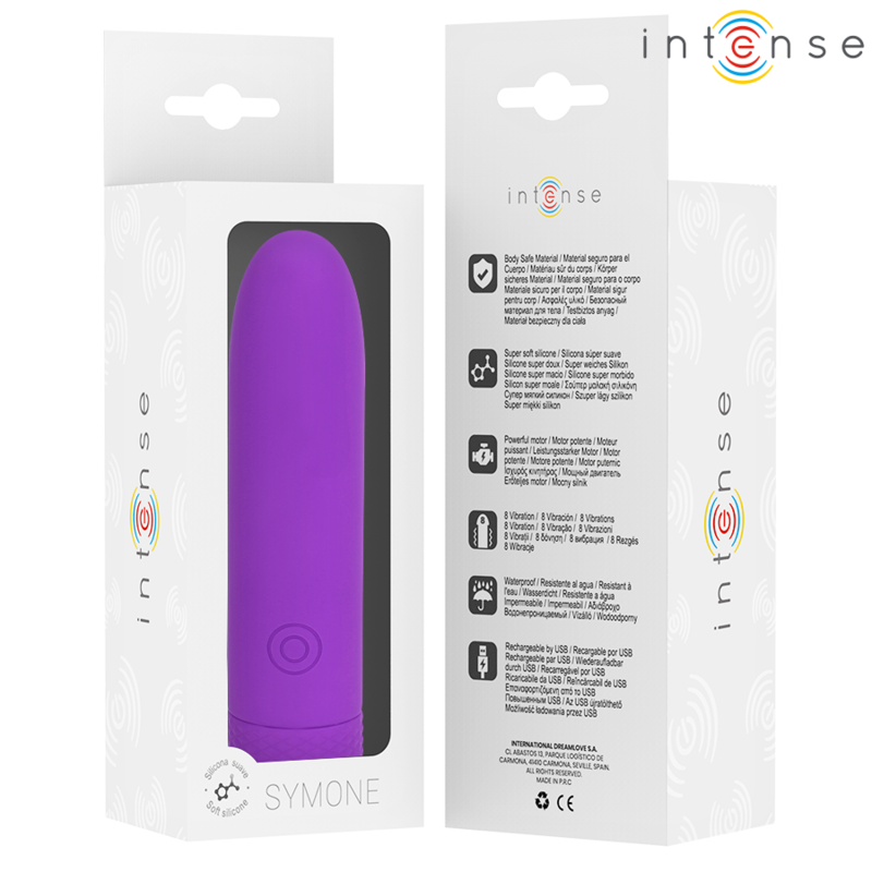 INTENSE - SYMONE BULLET VIBRANTE RICARICABILE USB 8 VIBRAZIONI VIOLA 10 X 2,2 CM – Proiettili vibranti – foto 7