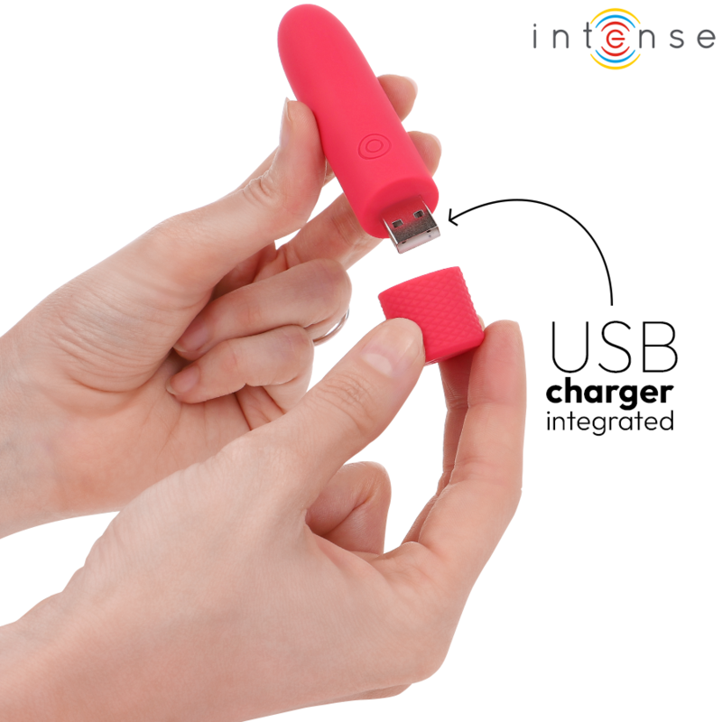 INTENSE - SYMONE PROIETTILE VIBRANTE RICARICABILE USB 8 VIBRAZIONI ROSSO 10 X 2,2 CM – Proiettili vibranti – foto 5
