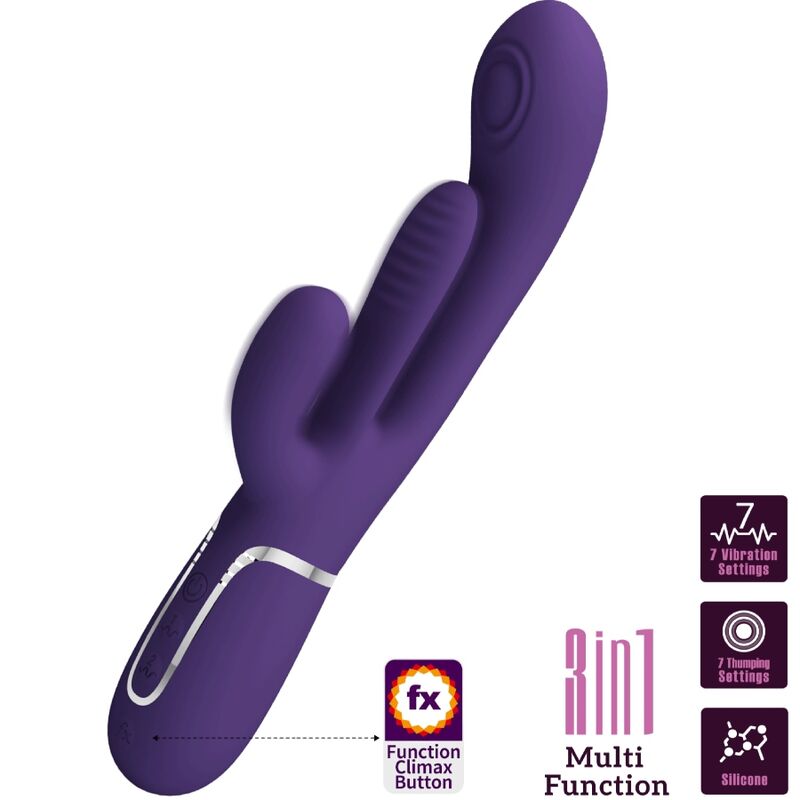 PRETTY LOVE - SHANIA VIBRATORE TRIPLO CONIGLIO MULTIFUNZIONE VIOLA – Vibratori di coniglio – foto 2