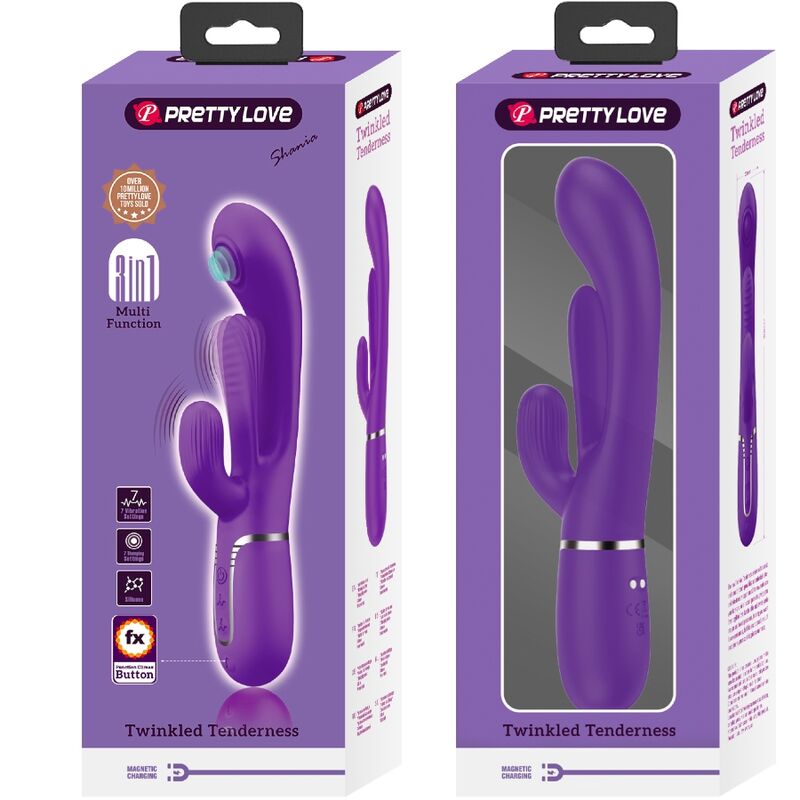 PRETTY LOVE - SHANIA VIBRATORE TRIPLO CONIGLIO MULTIFUNZIONE VIOLA – Vibratori di coniglio – foto 11