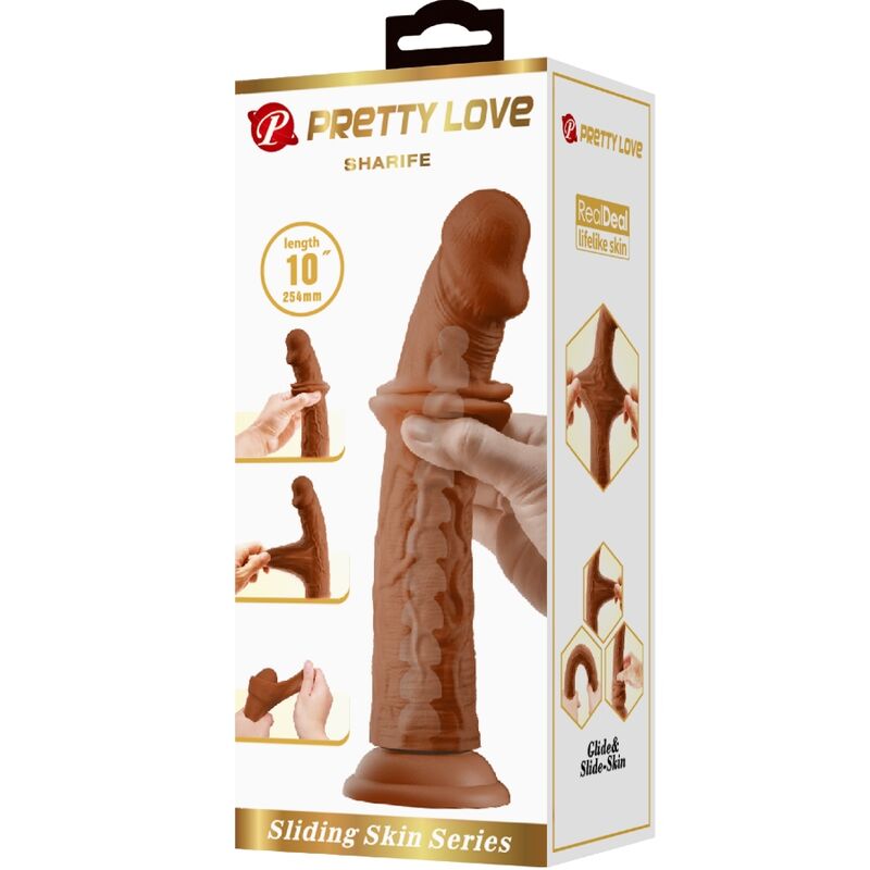 PRETTY LOVE - SHARIFE DILDO REALISTICO 25 CM MARRONE – Peni realistici – foto 6