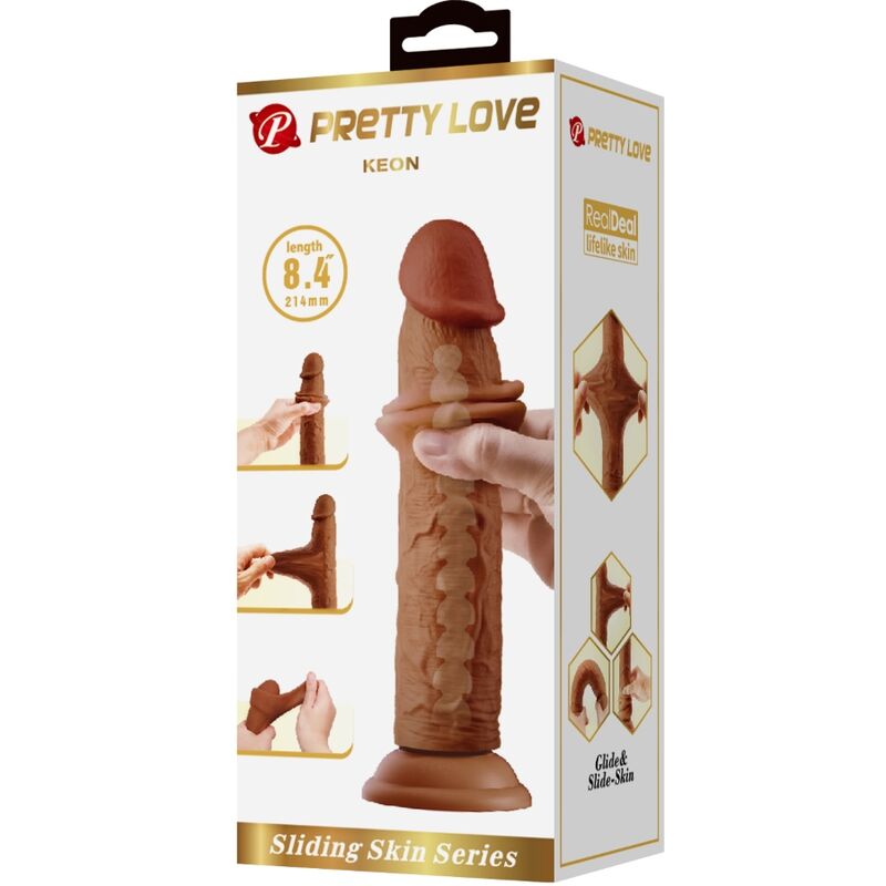 PRETTY LOVE - KEON DILDO REALISTICO 21 CM MARRONE – Peni realistici – foto 7