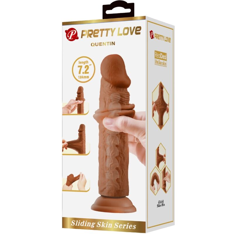 PRETTY LOVE - QUENTIN DILDO REALISTICO 18 CM MARRONE – Peni realistici – foto 6