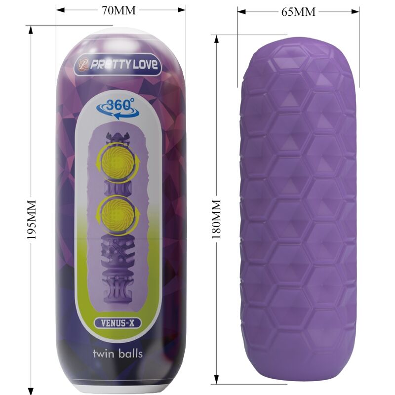 PRETTY LOVE - MASTURBATORE MASCHILE TWIN BALLS VIOLA – Vari masturbatori – foto 7