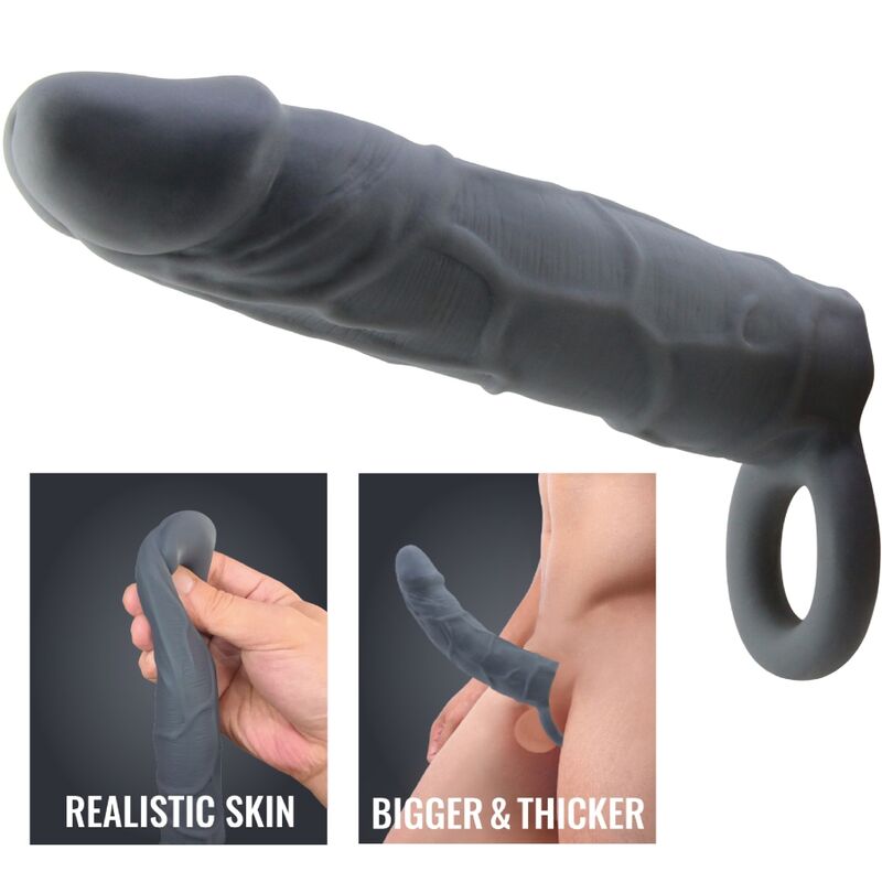 PRETTY LOVE - REALISTIC SKIN PENE SLEEVE GRIGIO SCURO – Copri pene con estensione – foto 4