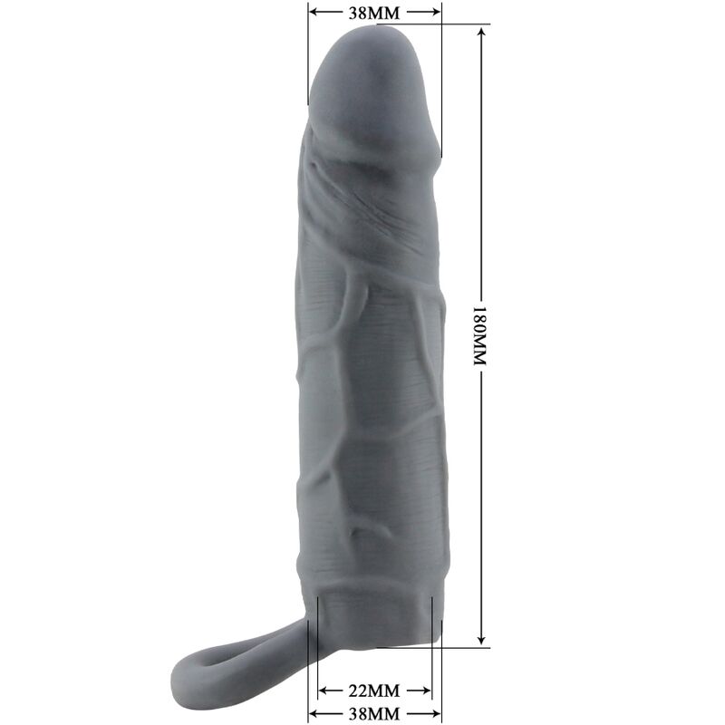 PRETTY LOVE - REALISTIC SKIN PENE SLEEVE GRIGIO SCURO – Copri pene con estensione – foto 5