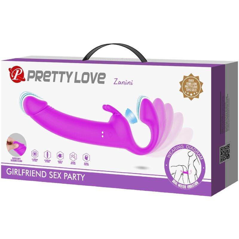 PRETTY LOVE - ZANINI STRAPLESS STRAP-ON 10 VIBRAZIONI VIOLA – Peni transessuali – foto 9
