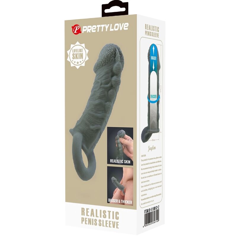 PRETTY LOVE - REALISTICO INGRANDIMENTO DEL PENE E GUAINA RITARDANTE GRIGIO – Copri pene con estensione – foto 8