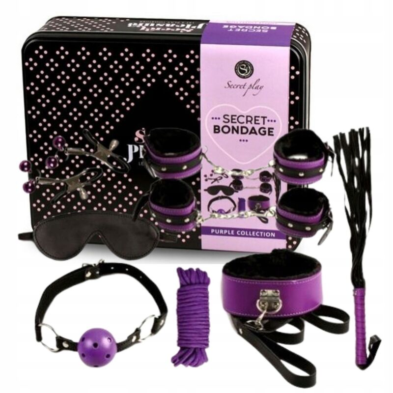 SECRETPLAY - BDSM SET 8PCS VIOLA / NERO. – kit Sex Toys – foto 3