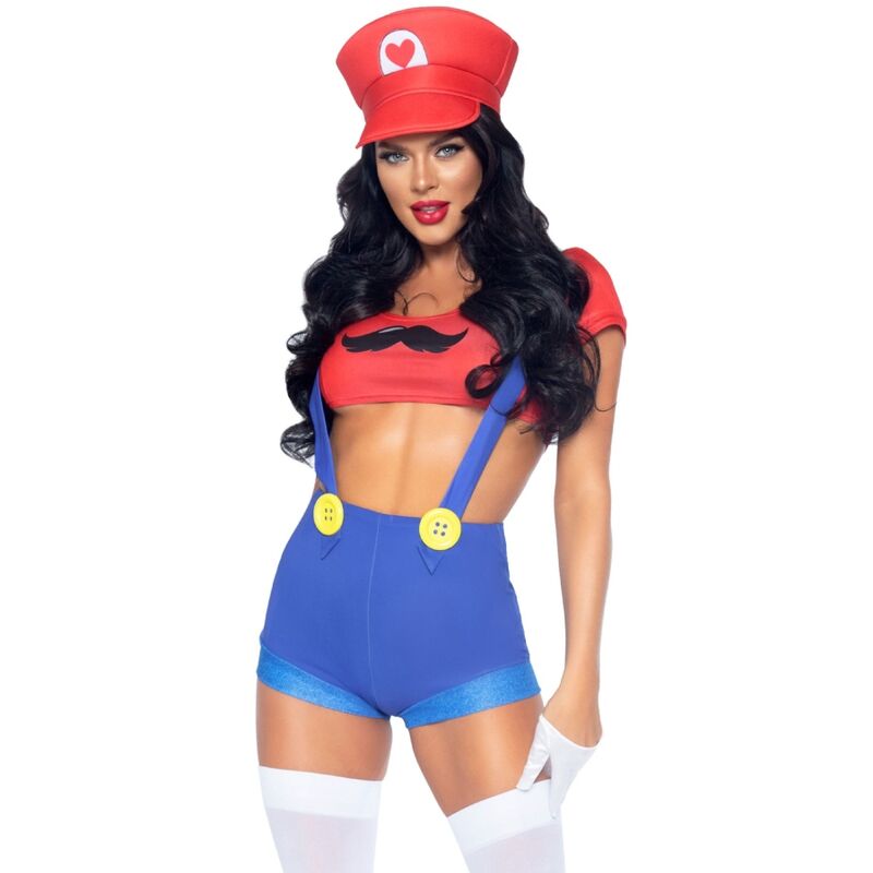 LEG AVENUE - COSTUME SEXY MARIO BROS ROSSO/BLU S – Altri costumi