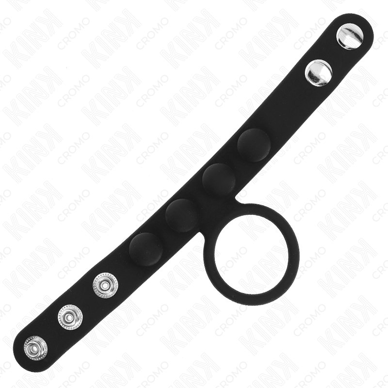 KINK - ANELLO PER PENE IN PELLE 3,5 CM CON CHIUSURA A PRESSIONE 23 X 2 CM – Anelli per pene in metallo BDSM – foto 4