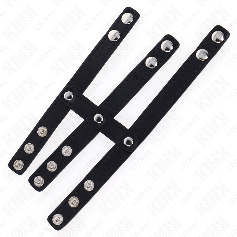 KINK - ANELLO PER PENE IN PELLE TRIPLA CON CHIUSURA A PRESSIONE – Anelli per pene in metallo BDSM – foto 8