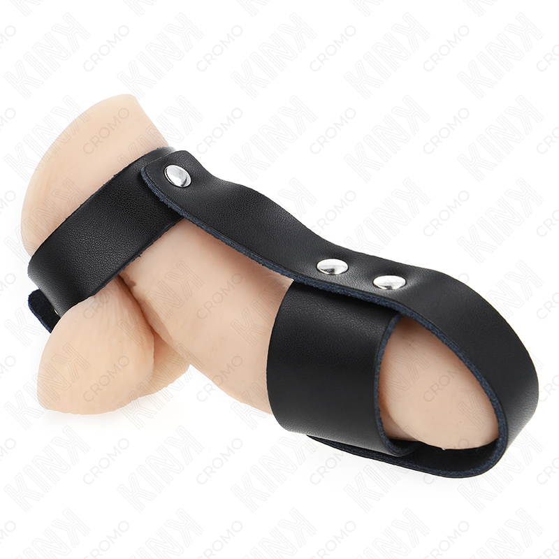 KINK - ANELLO PER GABBIA PER PENE IN PELLE CON DIVISORE PER PALLINE REGOLABILE – Anelli per pene in metallo BDSM