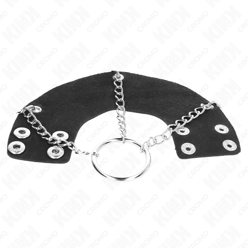 KINK - ANELLO PER PENE CATENA 4 CM METALLO 7 CM CON CINTURA IN PELLE – Anelli per pene in metallo BDSM – foto 5