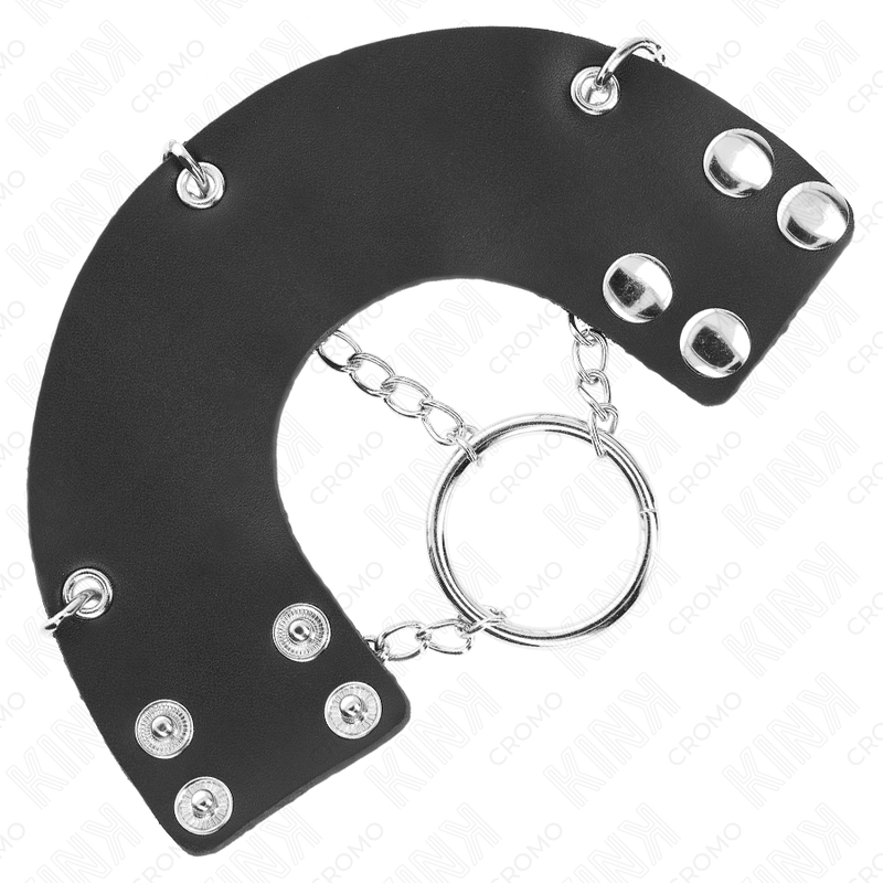 KINK - ANELLO PER PENE CATENA 4 CM METALLO 7 CM CON CINTURA IN PELLE – Anelli per pene in metallo BDSM – foto 4