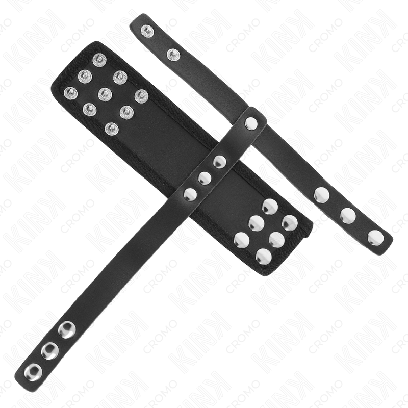 KINK - ANELLO PER GABBIA PER PENE IN PELLE CON CINTURINO DIVISORE PER PALLINE RIVESTITO REGOLABILE – Anelli per pene in metallo BDSM – foto 5