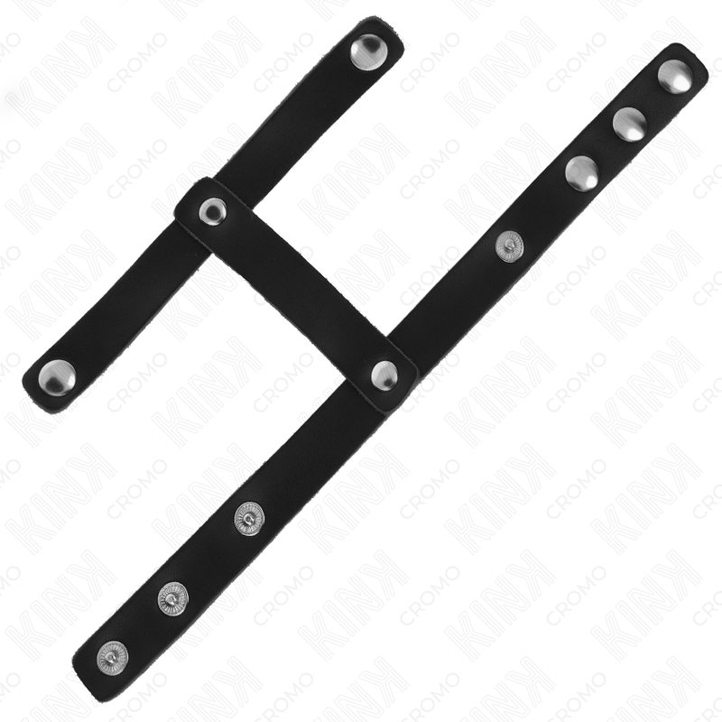 KINK - ANELLO PER PENE E CINTURINO DIVISORE PER PALLE REGOLABILE IN PELLE – Anelli per pene in metallo BDSM – foto 4
