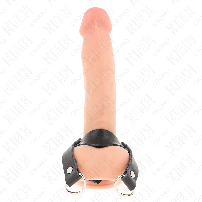 KINK - ANELLO PER PENE CON ANELLI A FORMA DI "D" 18,5 X 3,3 CM – Anelli per pene in metallo BDSM – foto 3