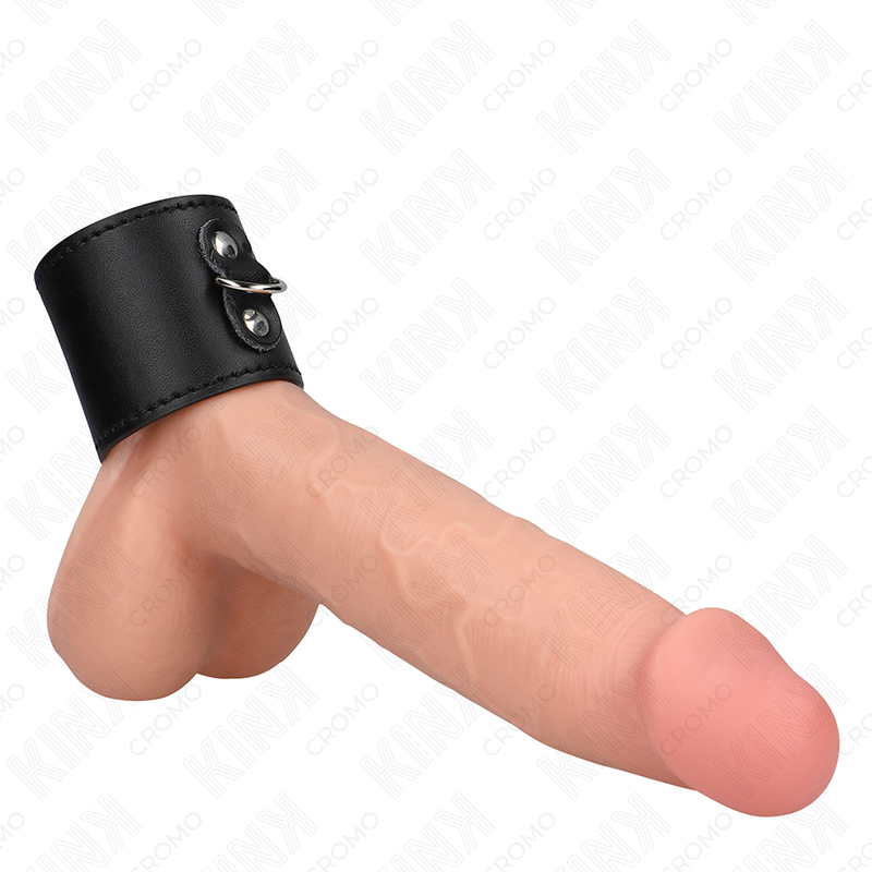 KINK - ANELLO PER PENE IN PELLE CON CHIUSURA A PRESSIONE 18 X 5 CM – Anelli per pene in metallo BDSM