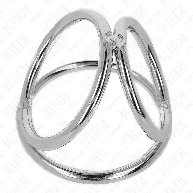 KINK - ANELLO PER PENE IN METALLO CROMATO TRIPLO DA 3,2 CM A 4,5 CM – Anelli per pene in metallo BDSM – foto 5