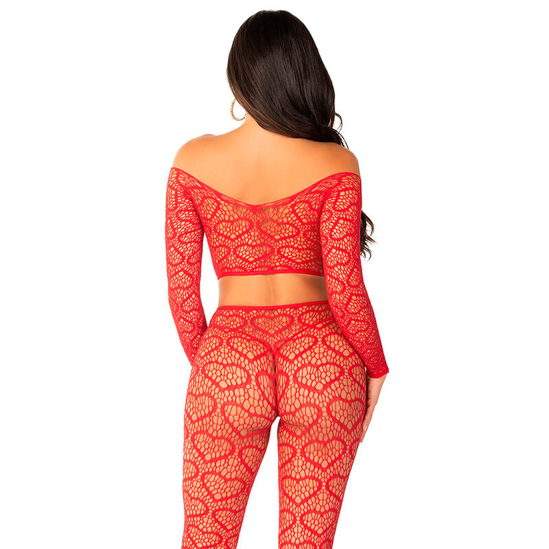 LEG AVENUE - CROP TOP + CALZE ROSSO TAGLIA UNICA – Insieme sexy della biancheria – foto 5