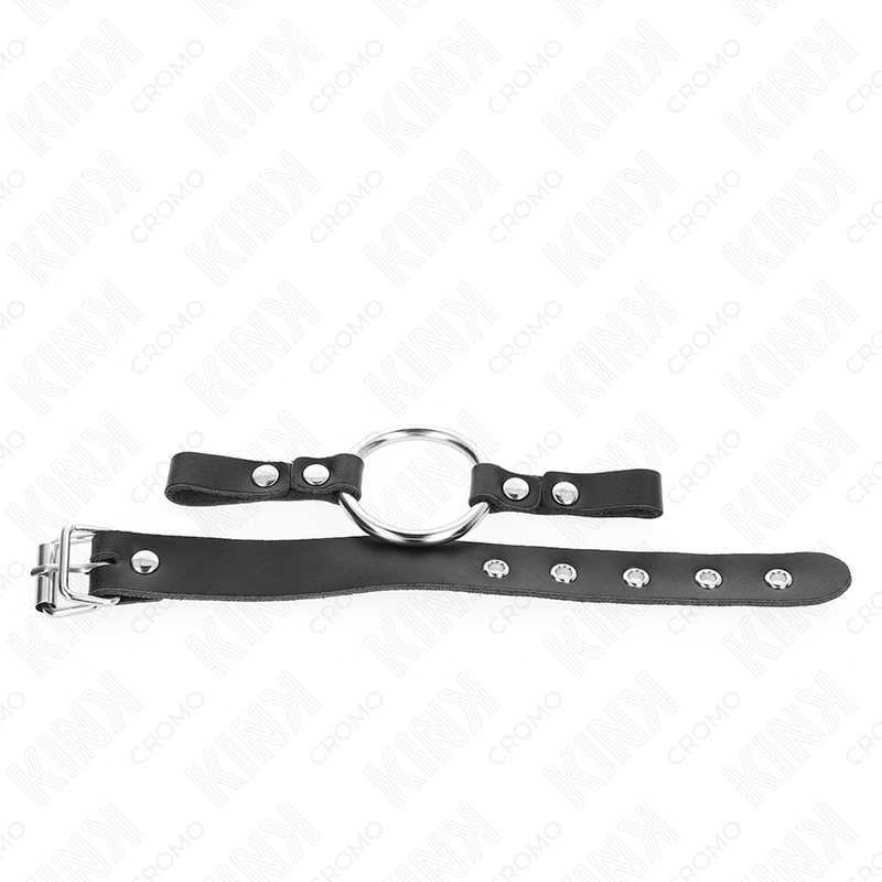 KINK - ANELLO PER PENE IN PELLE CON CHIUSURA A FIBBIA 22 X 2 CM CON ANELLO IN METALLO 4 CM – Anelli per pene in metallo BDSM – foto 2