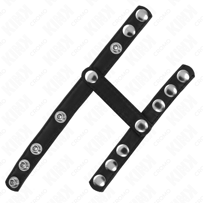 KINK - ANELLO PER PENE CON 3 CINGHIE REGOLABILI PER DIVISORE DELLE PALLE – Anelli per pene in metallo BDSM – foto 4