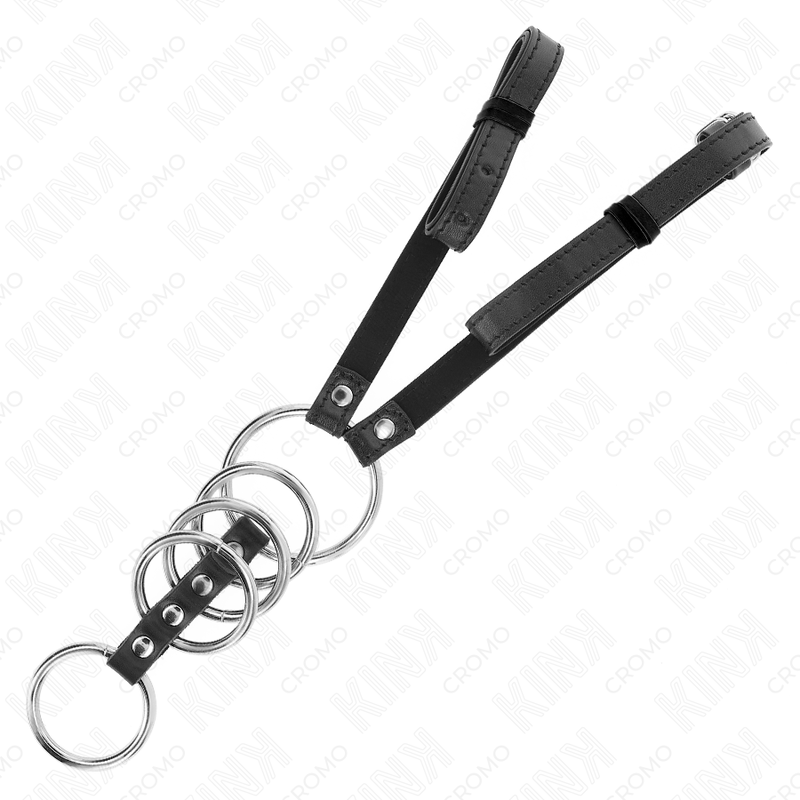 KINK - 5 ANELLI PER PENE DA 3,8 CM A 5 CM METALLO CON CINTURA IN PELLE 112 CM – Anelli per pene in metallo BDSM – foto 4