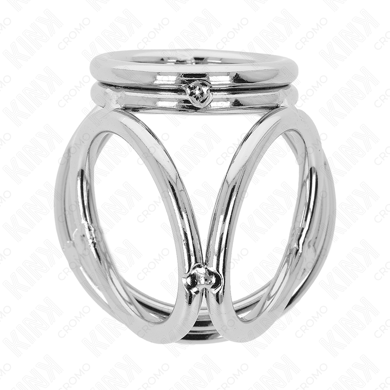 KINK - ANELLO PER PENE IN METALLO CROMATO TRIPLO DA 3,8 CM A 5 CM MODELLO 1 – Anelli per pene in metallo BDSM – foto 4