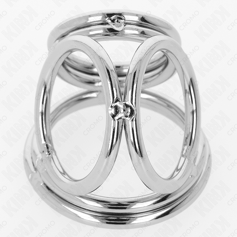 KINK - ANELLO PER PENE IN METALLO CROMATO TRIPLO DA 3,8 CM A 5 CM MODELLO 1 – Anelli per pene in metallo BDSM – foto 5