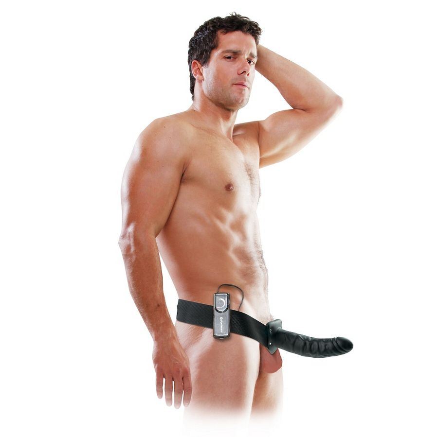 FETISH FANTASY SERIES - 19 CM STRAP-ON CAVO VIBRANTE NERO – Estensore del pene con imbracatura – foto 2