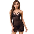LIVCO CORSETTI FASHION - TIANA LC 20208 CHEMISE + PERIZOMA NERO S/M – Insieme sexy della biancheria