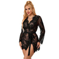 SUBBLIME - 953768 CAMICIA DA NOTTE IN PIZZO + PERIZOMA NERO L/XL – Insieme sexy della biancheria