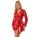 SUBBLIME - 953782 CAMICIA DA NOTTE IN PIZZO + PERIZOMA ROSSO L/XL – Insieme sexy della biancheria