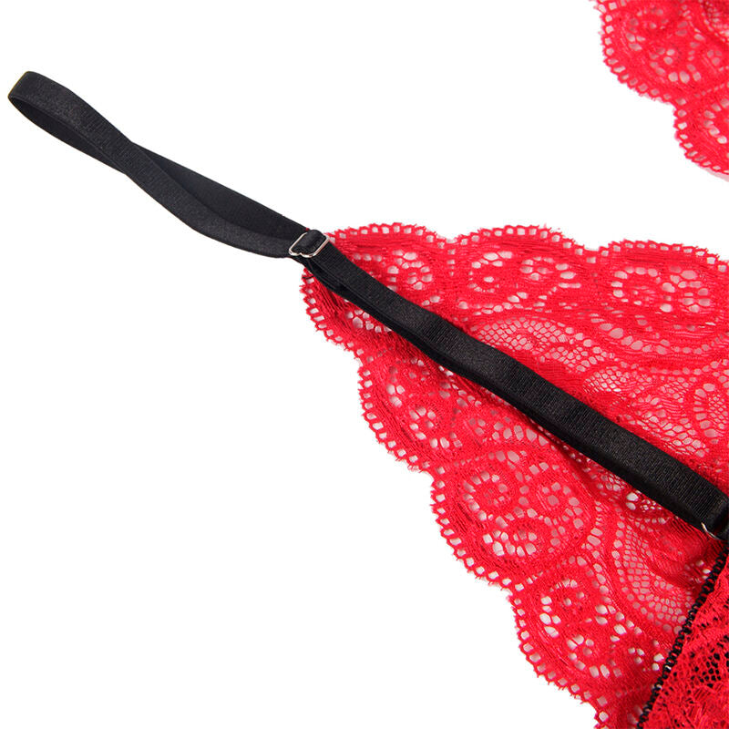 SUBBLIME - 953898 CAMICIA DA NOTTE IN SETA E PIZZO + SLIP ROSSO S/M – Insieme sexy della biancheria – foto 12
