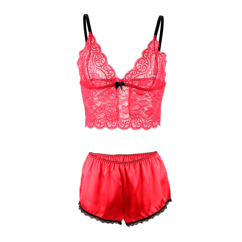SUBBLIME - 953898 CAMICIA DA NOTTE IN SETA E PIZZO + SLIP ROSSO S/M – Insieme sexy della biancheria – foto 5