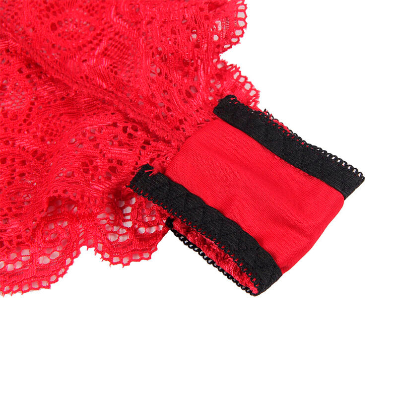 SUBBLIME - 953898 CAMICIA DA NOTTE IN SETA E PIZZO + SLIP ROSSO S/M – Insieme sexy della biancheria – foto 14
