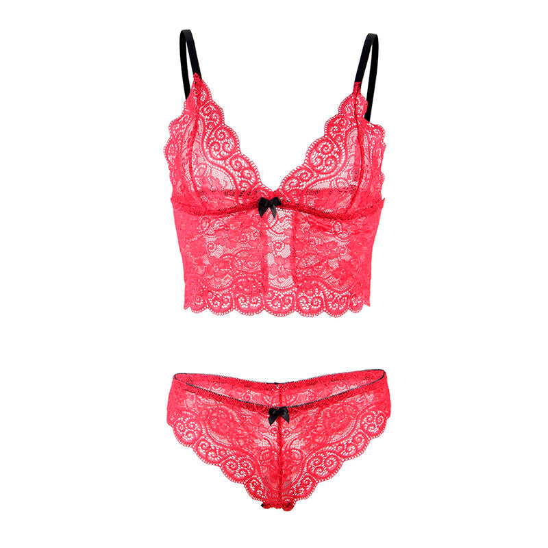SUBBLIME - 953904 CAMICIA DA NOTTE IN SETA E PIZZO + SLIP ROSSO L/XL – Insieme sexy della biancheria – foto 7