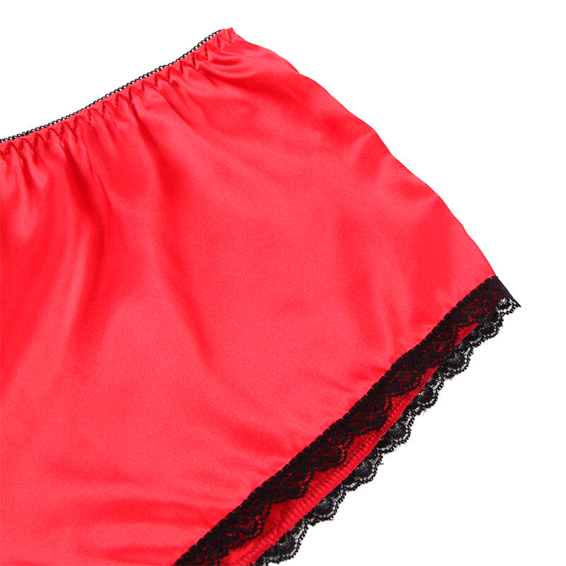 SUBBLIME - 953904 CAMICIA DA NOTTE IN SETA E PIZZO + SLIP ROSSO L/XL – Insieme sexy della biancheria – foto 9