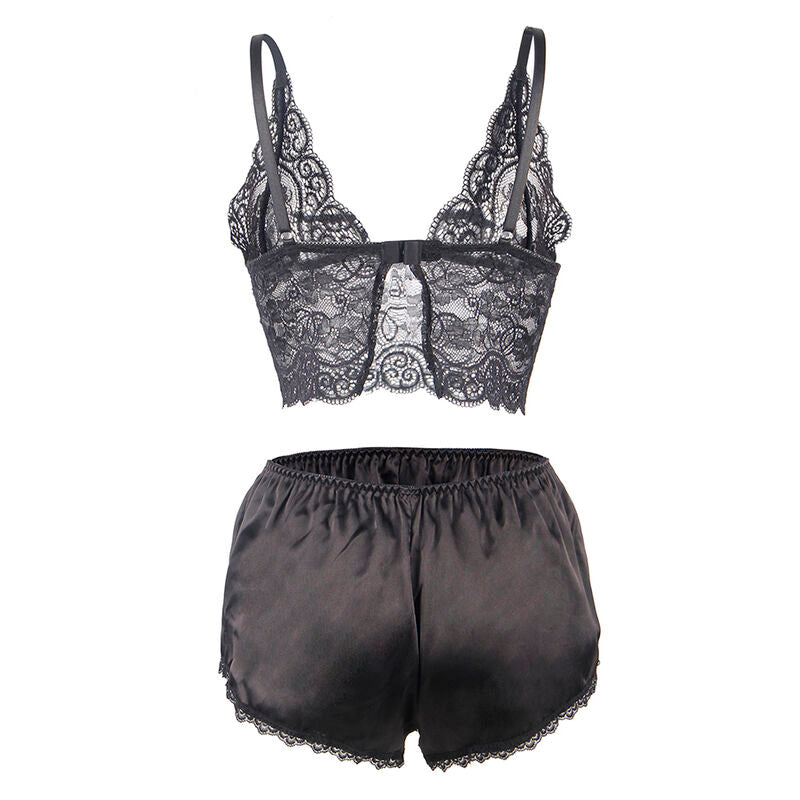 SUBBLIME - 953911 CAMICIA DA NOTTE IN SETA E PIZZO + SLIP NERO S/M – Insieme sexy della biancheria – foto 6