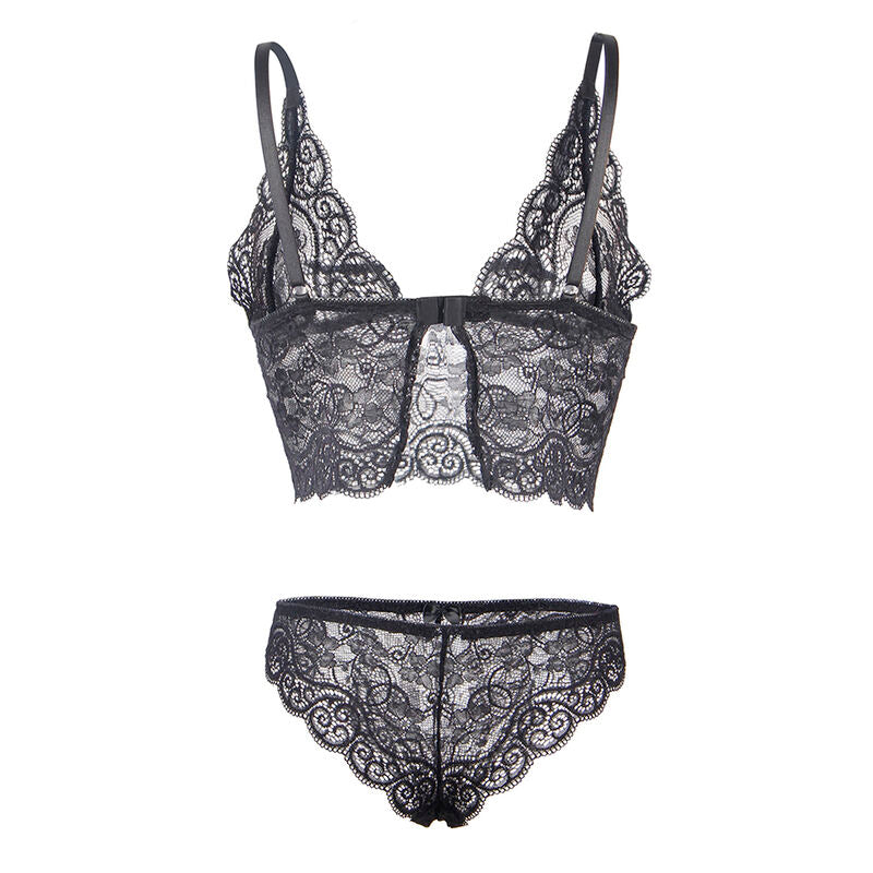 SUBBLIME - 953911 CAMICIA DA NOTTE IN SETA E PIZZO + SLIP NERO S/M – Insieme sexy della biancheria – foto 7