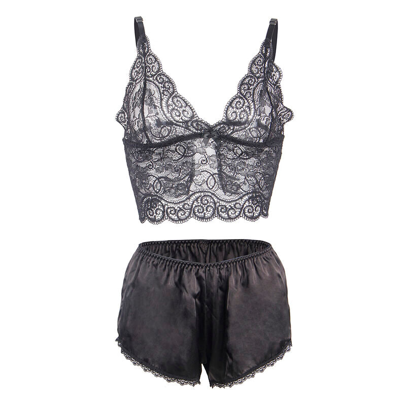 SUBBLIME - 953928 CAMICIA DA NOTTE IN SETA E PIZZO + SLIP NERO L/XL – Insieme sexy della biancheria – foto 5