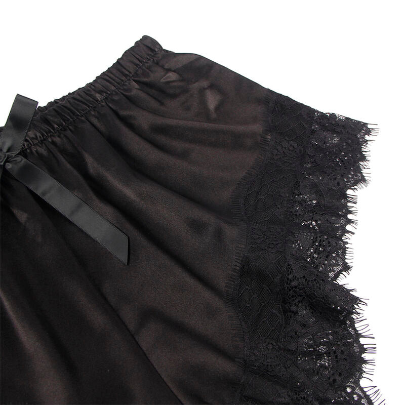 SUBBLIME - 953935 VESTAGLIA DA NOTTE CASUAL IN SETA + PANTALONI IN PIZZO NERO S/M – Insieme sexy della biancheria – foto 6