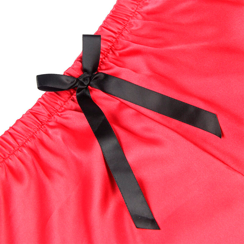 SUBBLIME - 953959 CAMICIA DA NOTTE CASUAL IN SETA + PANTALONI IN PIZZO NERO/ROSSO S/M – Insieme sexy della biancheria – foto 8