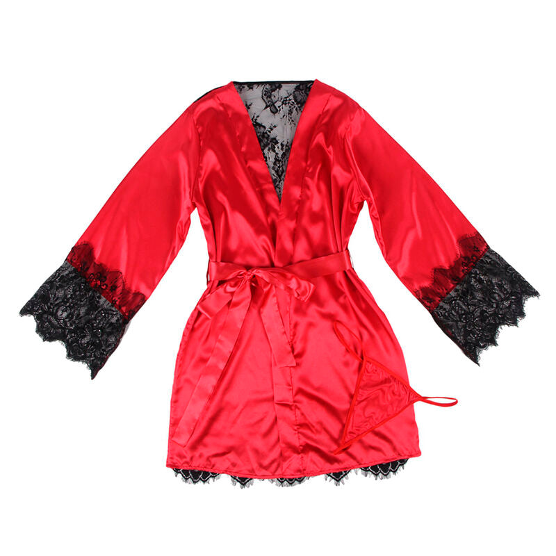 SUBBLIME - 954017 CANOTTIERA CON SCHIENA TRASPARENTE IN PIZZO + PERIZOMA ROSSO/NERO S/M – Insieme sexy della biancheria – foto 4
