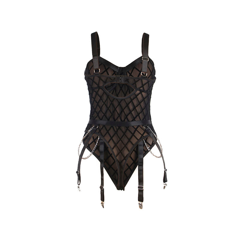 SUBBLIME - 9542277 BODY CON CATENE + CINTURA REGGICALZE NERO L/XL – Insieme sexy della biancheria – foto 6